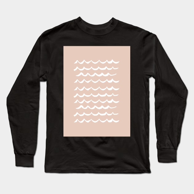 Blush Pink Wave Pattern Long Sleeve T-Shirt by hellomonday